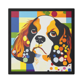 キャバ芸術的リエスパニエル犬ポートレート メタルプリント