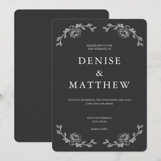 キャビア グレー 招待状 (正面/裏面)