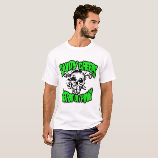キャビティはTシャツ- "デトロイトOI/PUNK"はいます Tシャツ (正面フル)