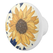 キャビネットのノブ、青と黄色、ひまわり セラミックノブ (右)