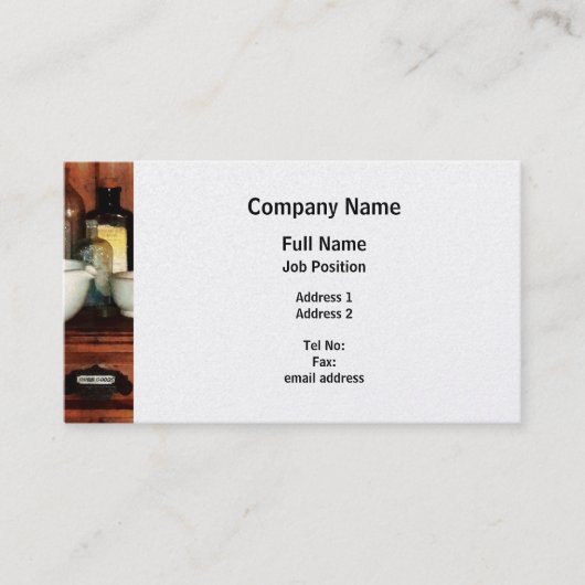 キャビネットのWity乳鉢および乳棒-プラチナ 名刺 (正面)