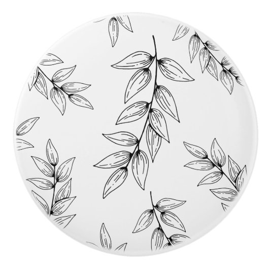 キャビネットインスパイアノブ、自然、白黒 セラミックノブ (正面)