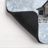 キャビンでのクリスマスの雪 マウスパッド (コーナー)