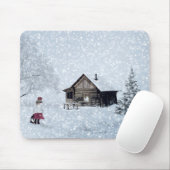 キャビンでのクリスマスの雪 マウスパッド (マウス)