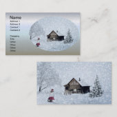 キャビンでのクリスマスの雪 名刺 (正面/裏面)