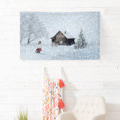 キャビンでのクリスマスの雪 横断幕 (インサイチュ)