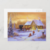 キャビンでのクリスマス シーズンポストカード (正面/裏面)