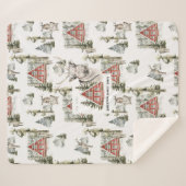 キャビンで |家族の名前クリスマスブランケット シェルパブランケット (正面(横))