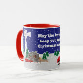 キャビンと風車を持つクリスマス・リトル・レッド・トラック マグカップ (正面左)