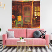 キャビンのポーチの油絵のキャンバス素朴プリント キャンバスプリント (インサイチュ (リビング))