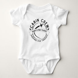 キャビンの乗組員は、離陸のための準備をする、ベビーの最初の飛行 ベビーボディスーツ