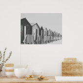 キャビンの列のビーチ写真 ポスター (キッチン)