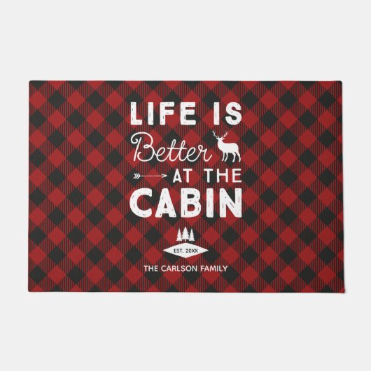 キャビンの家族の名素朴前は人生だ ドアマット (正面)