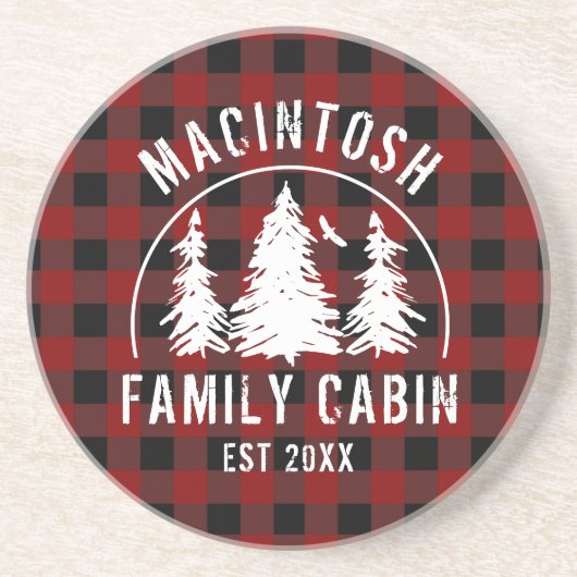 キャビンの家族名レッドバッファロープレイドコースター コースター (正面)