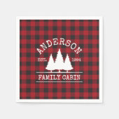 キャビンの家族名レッドバッファロープレイド スタンダードカクテルナプキン (正面)