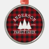 キャビンの家族名レッドバッファロープレイド メタルオーナメント (正面)