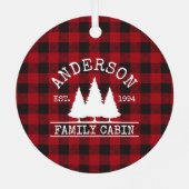 キャビンの家族名レッドバッファロープレイド メタルオーナメント (裏面)