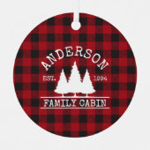 キャビンの家族名レッドバッファロープレイド メタルオーナメント (正面)