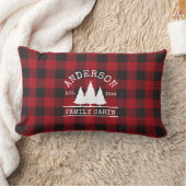 キャビンの家族名レッドバッファロープレイド ランバークッション (ブランケット)