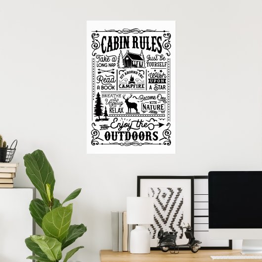 キャビンの生活：アウトドアを抜き取素晴らしる ポスター (ホームオフィス)