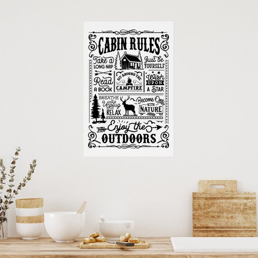 キャビンの生活：アウトドアを抜き取素晴らしる ポスター (キッチン)