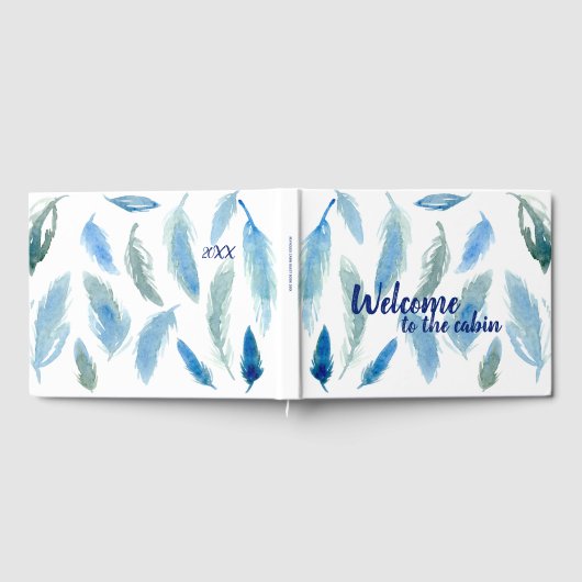 キャビンの羽毛の水色へようこそ ゲストブック (全面)