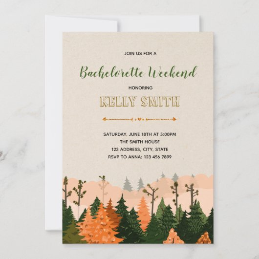 キャビンの週末のバチェロレッテ 招待状 (正面)