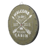 キャビンへようこそ |矢素朴印パーソナライズされた ダーツボード (正面右)