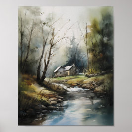 キャビンインザウッズスプリングタイムフォレストキャビン ポスター