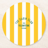 キャビンクラブ カスタムクレスト イエロー パーク ストライプ ラウンドペーパーコースター (正面)