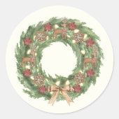 キャビンクリスマスの朝リース ラウンドシール (正面)