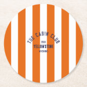 キャビンクルーのカスタムクレストオレンジンパークストライプ ラウンドペーパーコースター (正面)