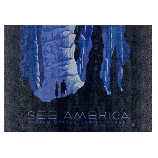 キャビングトラベルカバーンヴィンテージ旅行ポスター カッティングボード (正面)