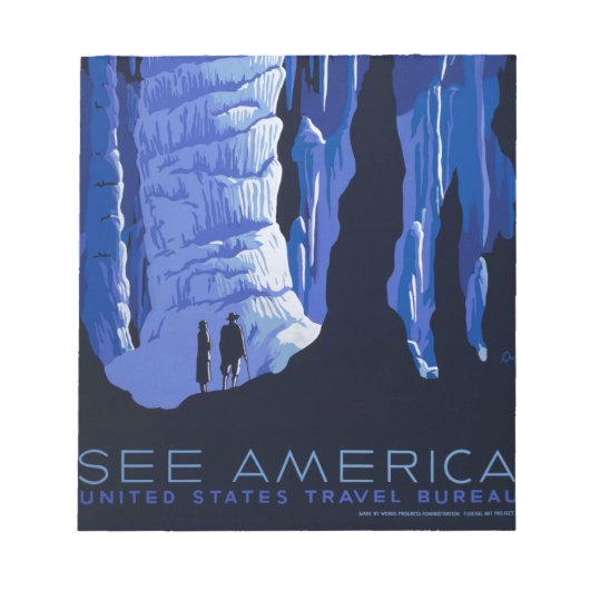 キャビングトラベルカバーンヴィンテージ旅行ポスター ノートパッド (正面)