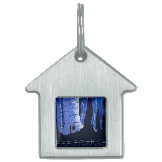 キャビングトラベルカバーンヴィンテージ旅行ポスター ペットネームタグ (正面)