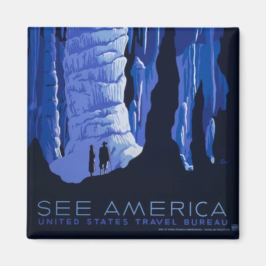 キャビングトラベルカバーンヴィンテージ旅行ポスター マグネット (正面)