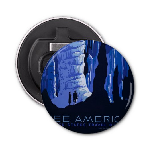 キャビングトラベルカバーンヴィンテージ旅行ポスター 栓抜き (正面)