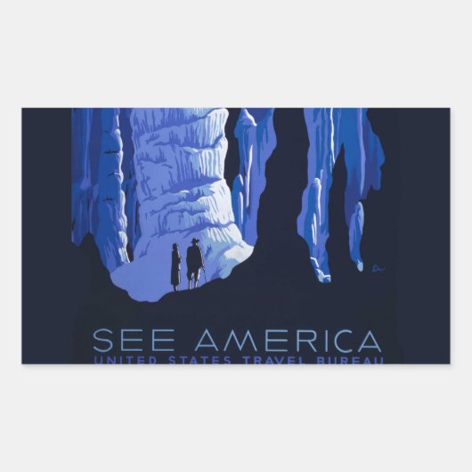 キャビングトラベルカバーンヴィンテージ旅行ポスター 長方形シール (正面)