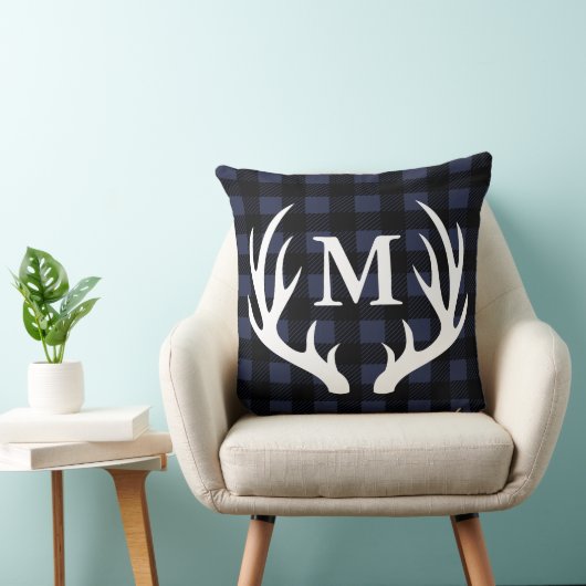 キャビンディア素朴〔雄ジカの〕枝角ズバッファローチェックプレイド クッション (椅子)