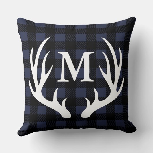 キャビンディア素朴〔雄ジカの〕枝角ズバッファローチェックプレイド クッション (裏面)