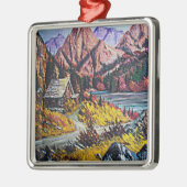キャビンバイザレイクオイルペインティングオーナメント メタルオーナメント (左)