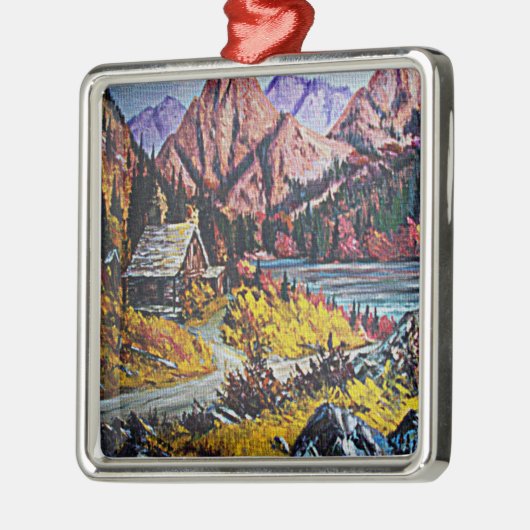 キャビンバイザレイクオイルペインティングオーナメント メタルオーナメント (左)