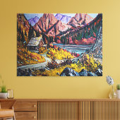 キャビンバイザレイクファインアート絵画ズラージ キャンバスプリント (インサイチュ (リビング))