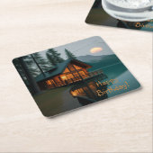 キャビンバイレイク誕生日 スクエアペーパーコースター (アングル)