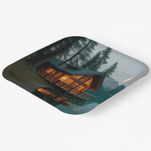 キャビンバイレイク誕生日 ペーパープレート (傾斜あり)