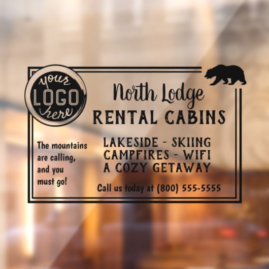 キャビンバケーションカスタムレンタルロゴ簡単広告ズ ウィンドウサイン (シート2)