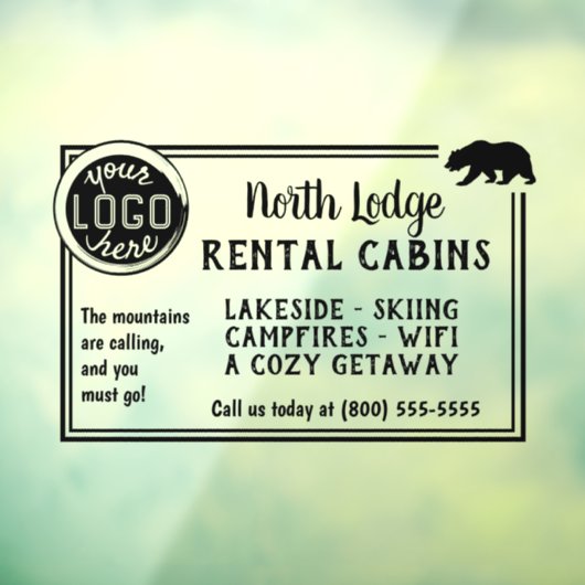 キャビンバケーションカスタムレンタルロゴ簡単広告ズ ウィンドウサイン (シート3)