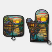 キャビンバケーションホームレイクハウス 鍋つかみ&鍋敷きセット (正面)