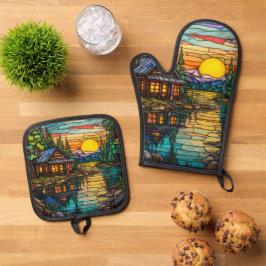 キャビンバケーションホームレイクハウス 鍋つかみ&鍋敷きセット