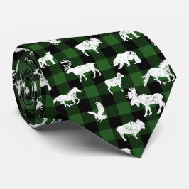キャビンバッファロープレイドランバージャックチェックパターングリーン ネクタイ